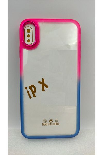 Generic Clear Soft Case Compatible with iPhone X with Gradient Color Contrast Edge Style