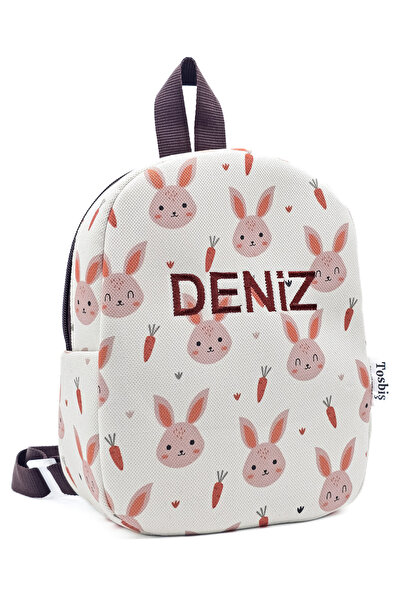 Tosbiş [ KİŞİYE ÖZEL İSİMLİ ] Havuçlu Tavşan 0-8 Yaş Çocuk Sırt Çantası, Anaokulu - Kreş Çantası