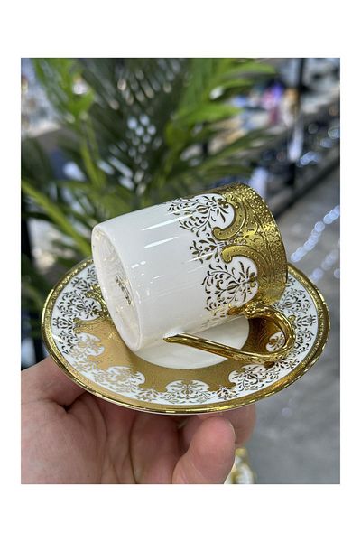 Doğudeko Luxury Porcelain 6-Piece Avant-Garde Cup Set Adora
