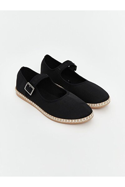 LC Waikiki Lcw Steps Black Straw Sole Women's Ballerinas