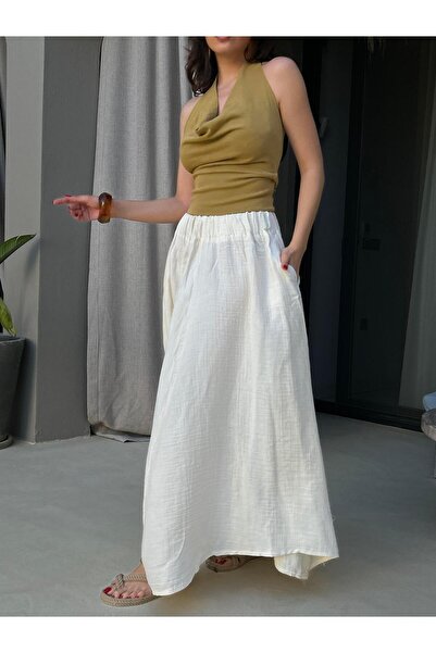 minaaise Жіноча спідниця з муслінової тканини з довгими кишенями 29250