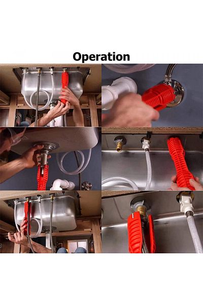 OEM Multifunctional wrench for plumbing, water pipes, 255mm, red