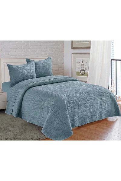 CHIRASO CHIRASO 3-Piece Duvet Cover Set, 230x250 cm, Satin Cotton, Embossed Pattern, UNI, dusty blue