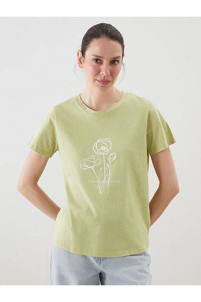 LC Waikiki White Crew Neck Bow Printed Women's T-Shirt
