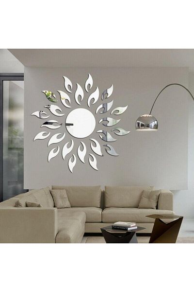 OEM Set de oglinzi 3D SILVER SUN MyStyle Design - Oglinzi decorative acrilice de lux pentru casă, 27 buc/set