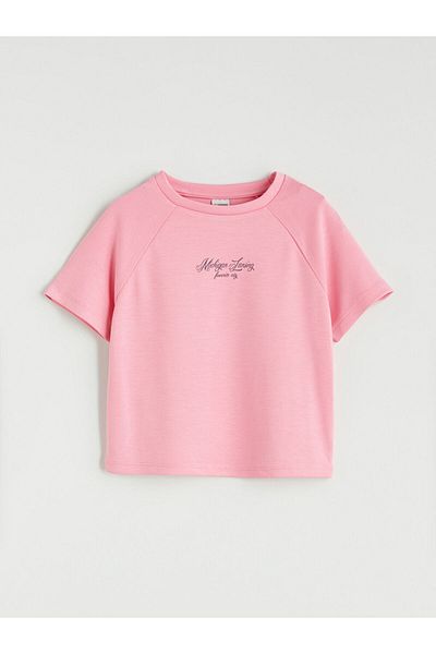 LC Waikiki Pink Crew Neck Soft Touch Girl's T-Shirt