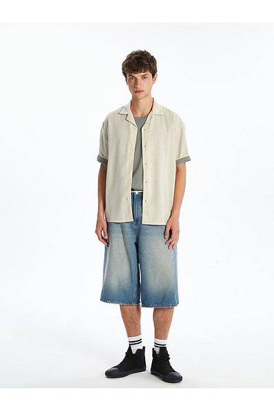 LC Waikiki Ανδρικό πουκάμισο με κοντό μανίκι New Season Comfortable Fit Resort - S5I595Z8