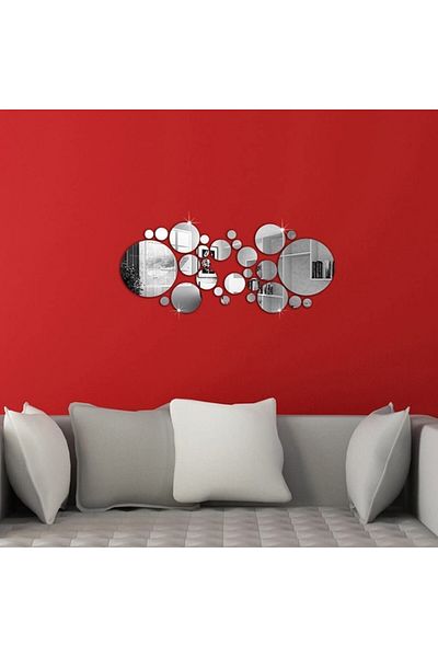 OEM Set de oglinzi rotunde 3D argintii - Oglinzi decorative acrilice de lux pentru casă, 30 buc/set
