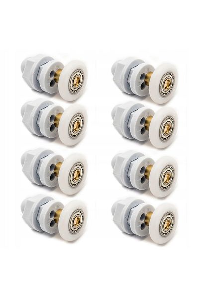 OEM Set of 8 shower cabin rollers, Plastic/Brass, White