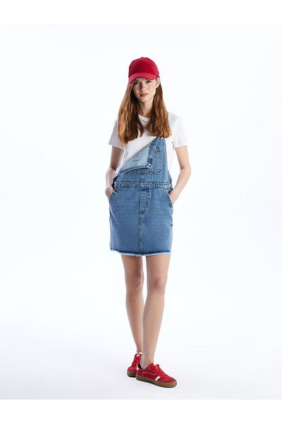 LC Waikiki Rochie Jean Salopet pentru femei cu guler pătrat de sezon nou - S5LS26Z8