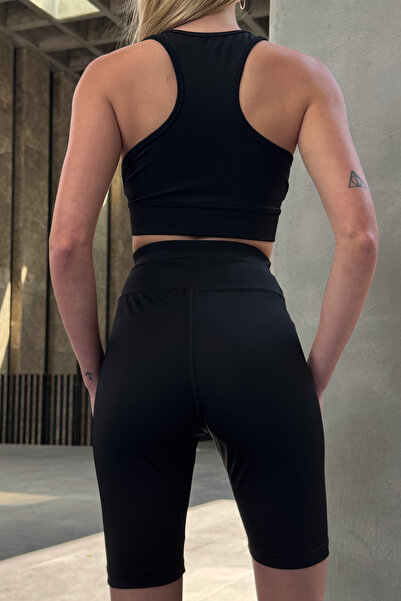 VAGGON Women's Black High Waist Sports Shorts Leggings V00027-B