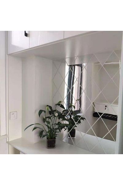 OEM Set of 58 Acrylic Mirrors from PVC Diamond Rhombus Self-adhesive Decorative Sticker for Living Room
