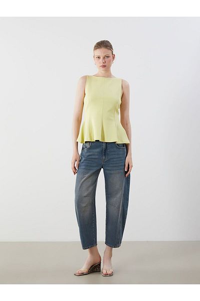 LC Waikiki Μπλούζα LCW Vision Boat Neck Peplum