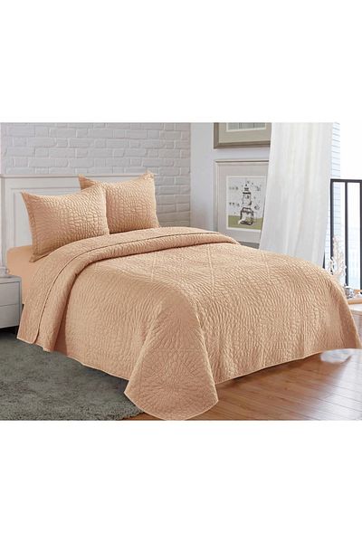 CHIRASO CHIRASO 3-Piece Duvet Cover Set, 230x250 cm, Satin Cotton, Embossed Pattern, UNI, light brown