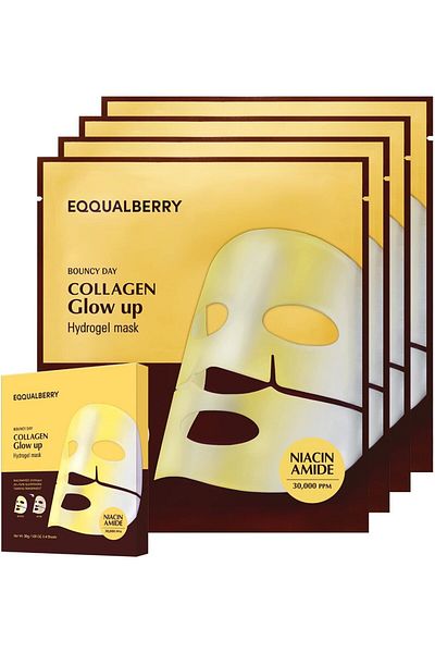 EQQUALBERRY Collagen Glow Up Mask - Niacinamide & Low Molecular Collagen for Brightening and Radianc
