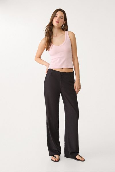 Stradivarius Flowing linen blend straight-leg trousers