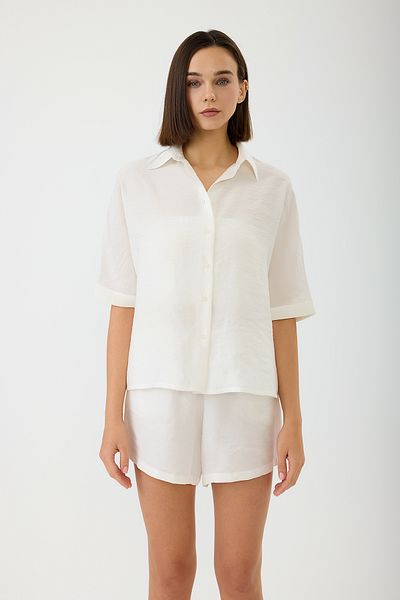SEVİLEN Bat Sleeve Short Sleeve Modal Shirt