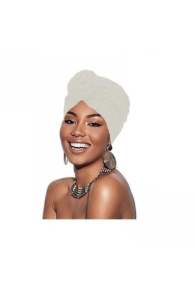 animis beauty Turban pentru femei, din viscoza, Fashion casual sau post chimioterapie, Alb galbui
