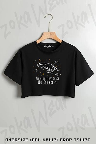 ZOKAWEAR تي شيرت مقصوص كبير الحجم مطبوع عليه The Original Series About That Space No Tribbles