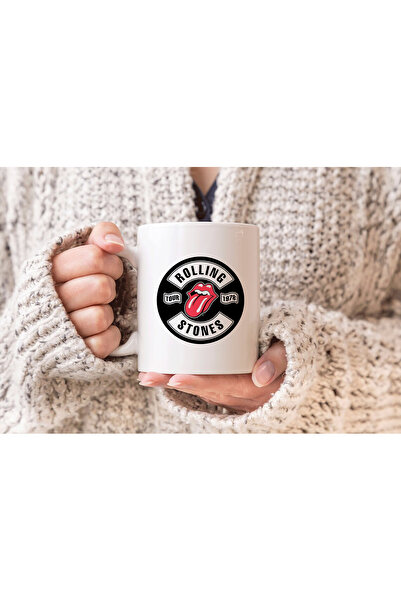 MODA كوب بورسلين مطبوع عليه فرقة موسيقى رولينج ستونز