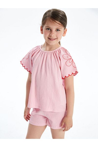 LC Waikiki New Season Floral Girl's Blouse and Shorts Set of 2 - S5Er89Z1