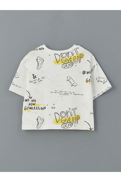LC Waikiki Ecru Crew Neck Girl's T-Shirt