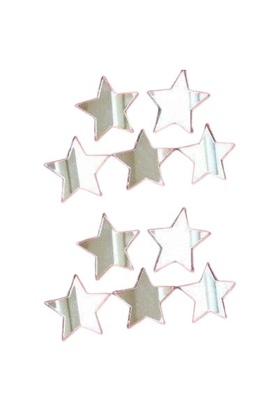 OEM Set de 100 de oglinzi acrilice autoadezive, model STAR, 4x4 cm, argintii - Ideale pentru decorarea pereților,