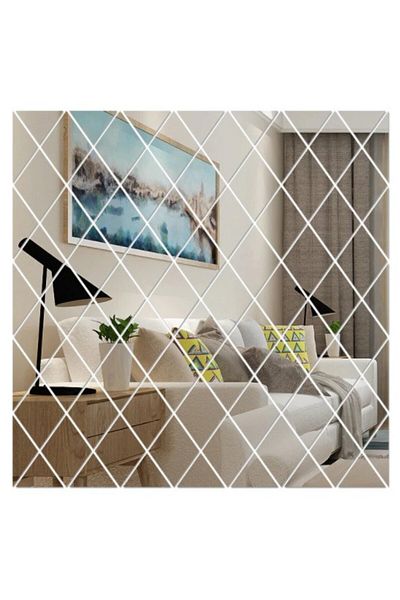 OEM Set de 58 de oglinzi acrilice din PVC, autoadezive pentru decorarea pereților, 100 x 100 cm, Premium