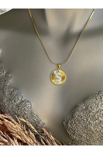 Lucios S Letter Stainless Steel Necklace 40+5 cm