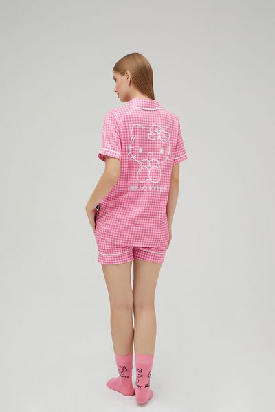 Hello Kitty Licensed Button Short Sleeve Satin Shorts Pajama Set Roz-50Th23