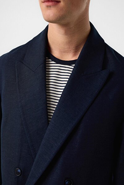 Antioch Navy Blue Relax Fit Linen Blended Men's Blazer Jacket