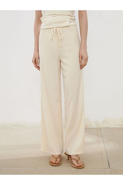 LC Waikiki New Season Women's Textured Trousers with Elastic Waist - S5P157Z8