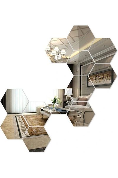 OEM Set de 12 oglinzi decorative acrilice, cristal, argintii