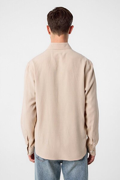 Antioch Taş Keten Karışımlı Yaka Düğmeli Erkek Gömlek