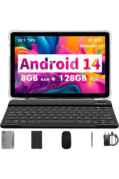 VisionHub 2-in-1 tablet, 10.1 inches, 8GB RAM (4+4GB Expandable), 128GB ROM, Android 14, WiFi 5G & 2.4G