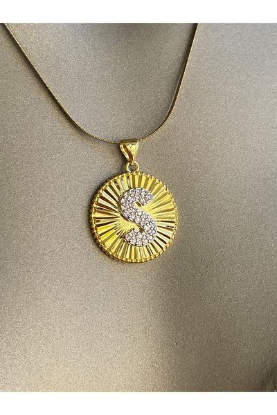 Lucios S Letter Stainless Steel Necklace 40+5 cm