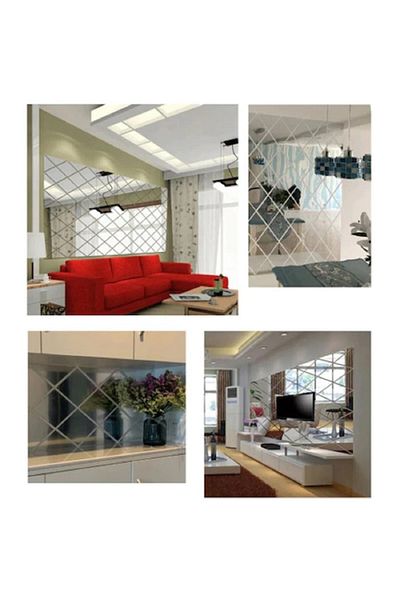 OEM Set de 116 oglinzi acrilice din PVC, autoadezive pentru decorarea pereților, argintii, 200 x 100 cm, premium
