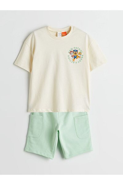LC Waikiki Lcw Printed Boys' T-Shirt and Shorts 2-Piece