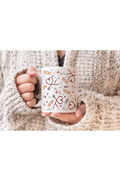 MODA كوب من البورسلين مطبوع عليه طبيب وممرضة