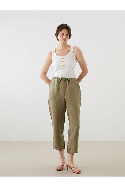 LC Waikiki New Season Elastic Waist Linen Women's Trousers - S5K576Z8