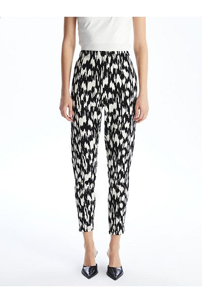 LC Waikiki New Season Patterned Women's Trousers with Elastic Waist - S5Df74Z8