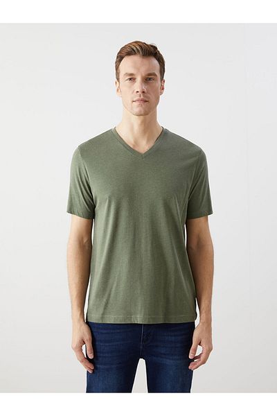 LC Waikiki New Season V Neck Short Sleeve Combed Cotton Ανδρικό Tisort - S52843Z8