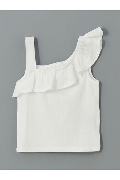 LC Waikiki Tricou pentru fete cu volan drept cu gât barcă sezon nou - S5I266Z1