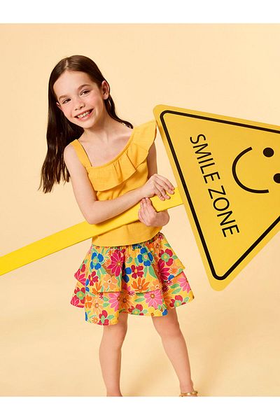 LC Waikiki New Season U Neck Camisole Ruffled Girls T-Shirt - S5I266Z1