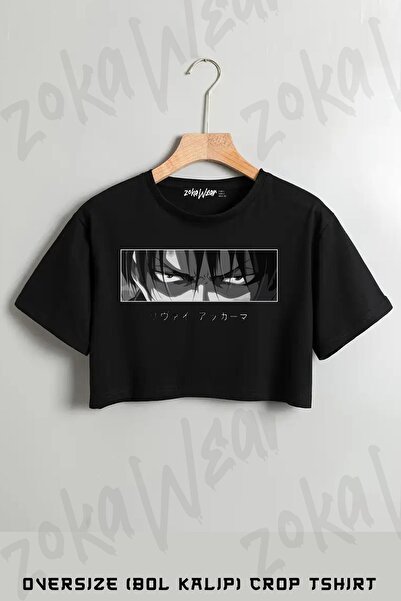 ZOKAWEAR Attack On Titan Levi Ackerman και Anime με στάμπα Oversize Crop T-shirt