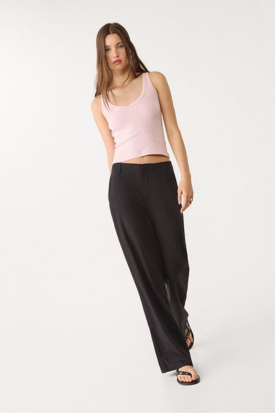 Stradivarius Flowing linen blend straight-leg trousers