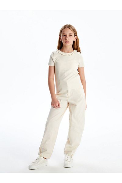 LC Waikiki New Season Adjustable Elastic Waist Girls' Trousers