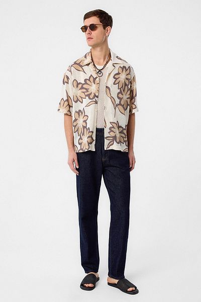 Antioch Beige Patterned Men's Shirt