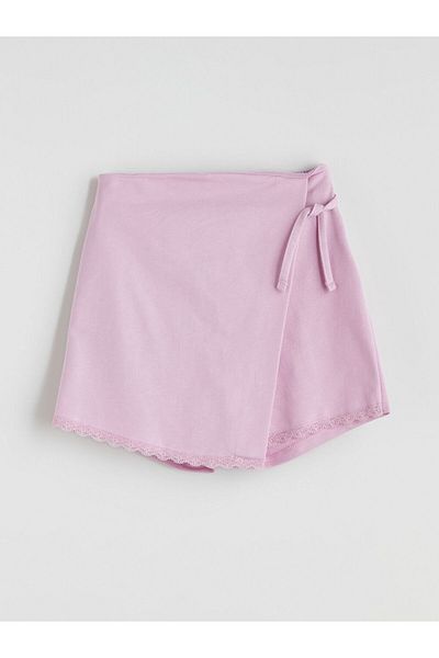 LC Waikiki Lilac Girl's Shorts Skirt with Elastic Waist