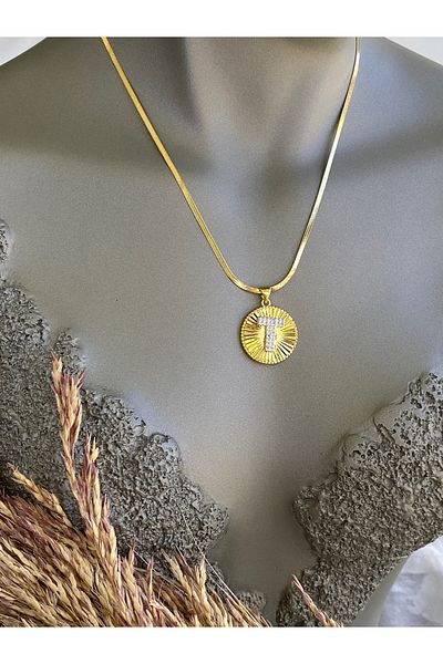 Lucios Letter t Stainless Steel Necklace 40+5 cm